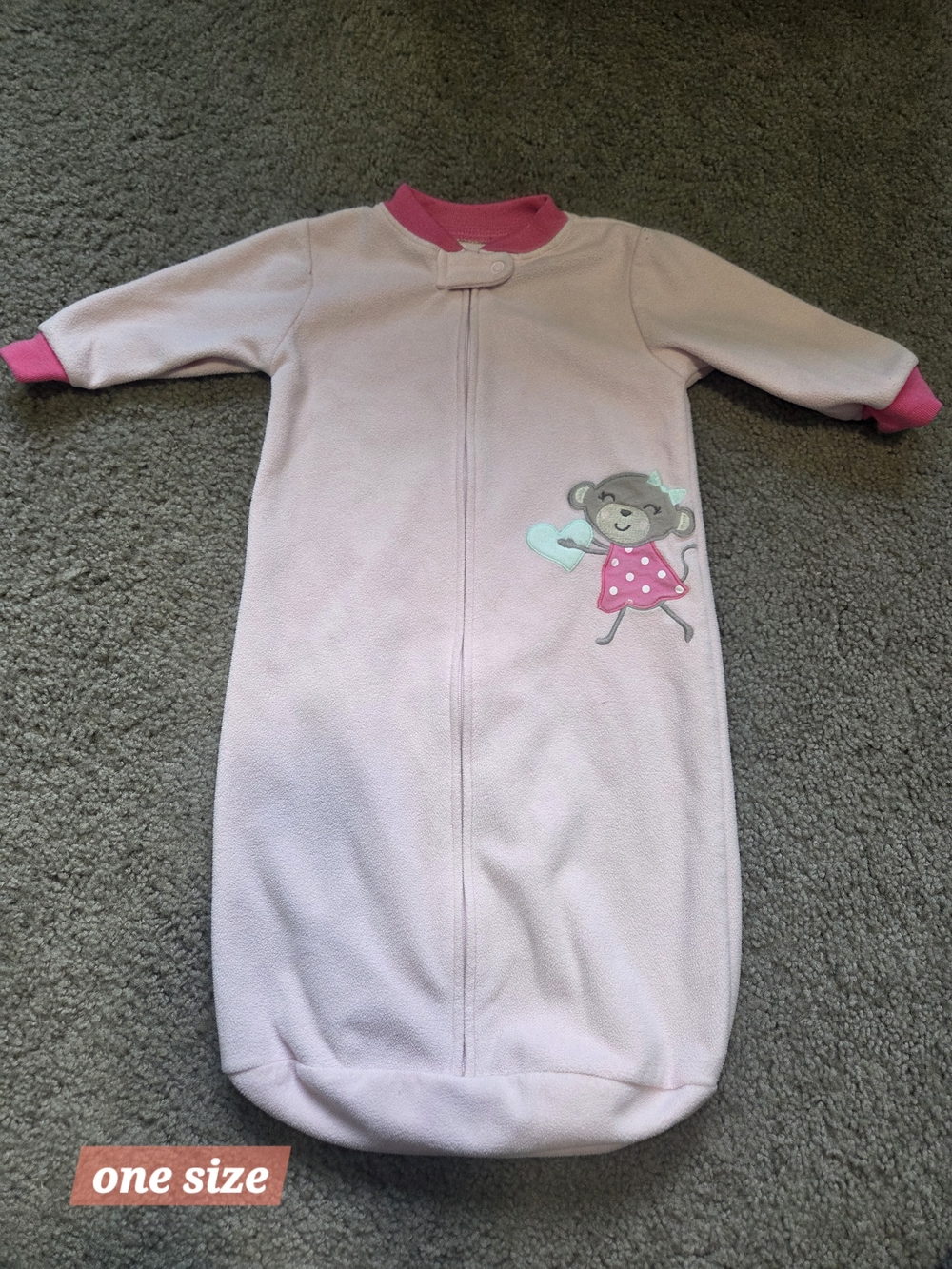 Pink Monkey Sleep Gown for Kids - One Size